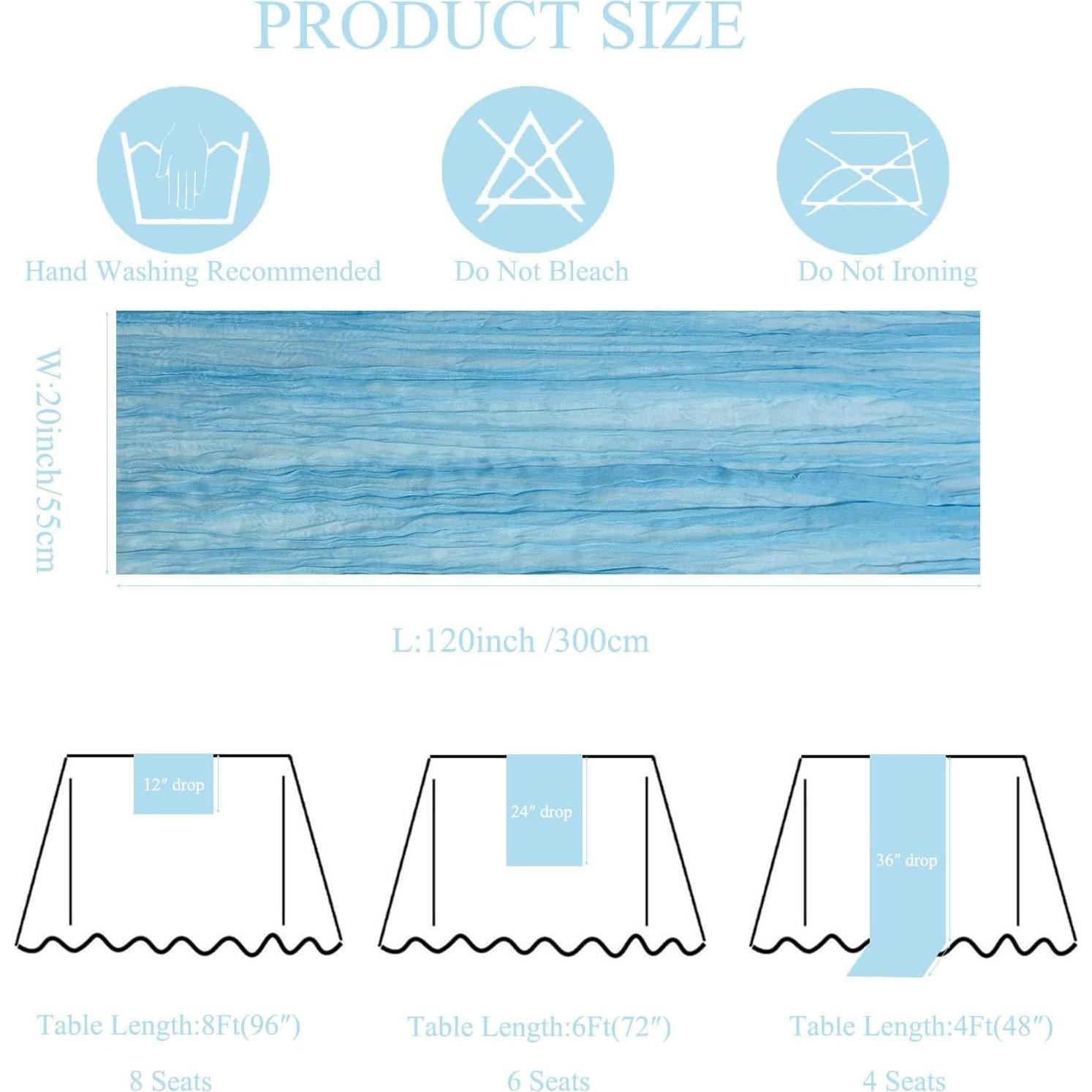 6 Piezas Cubre Mesa de Gasa Azul Bebé 55x300 cm para Fiesta