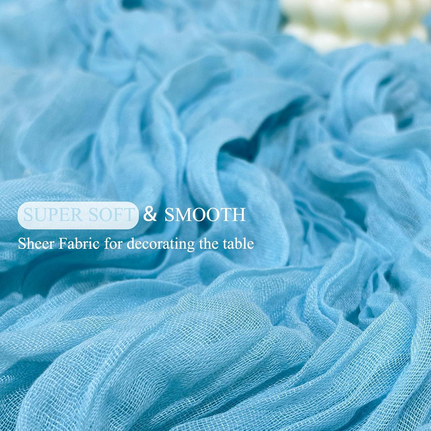 6 Piezas Cubre Mesa de Gasa Azul Bebé 55x300 cm para Fiesta