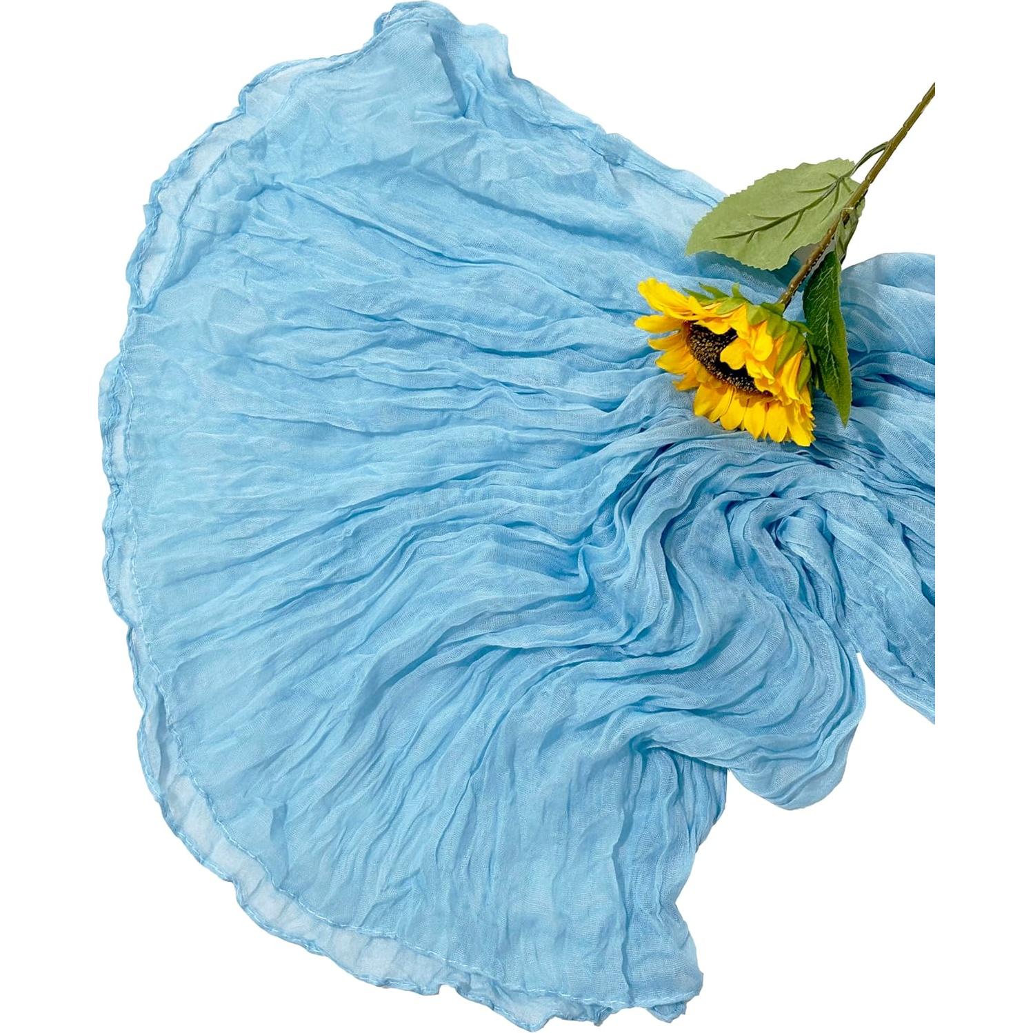 6 Piezas Cubre Mesa de Gasa Azul Bebé 55x300 cm para Fiesta