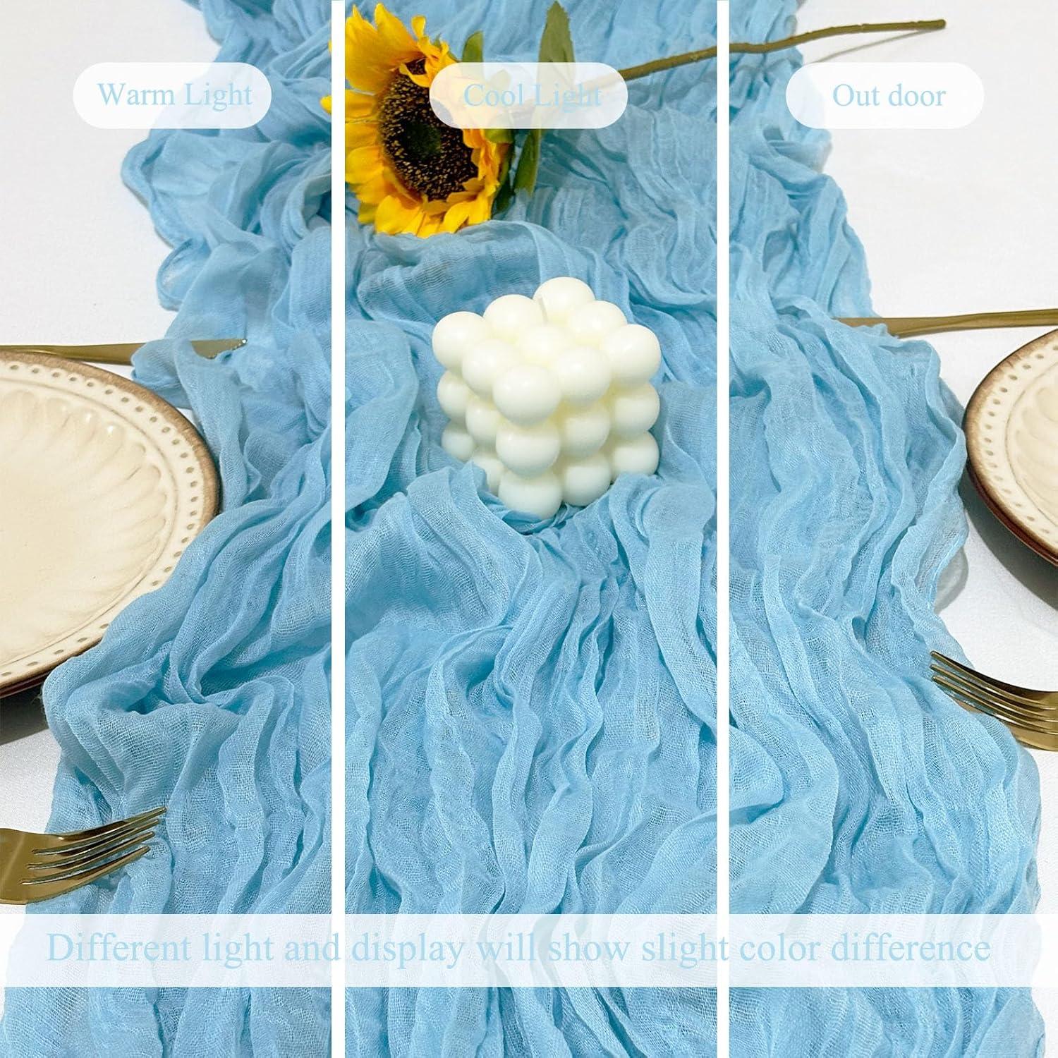 6 Piezas Cubre Mesa de Gasa Azul Bebé 55x300 cm para Fiesta