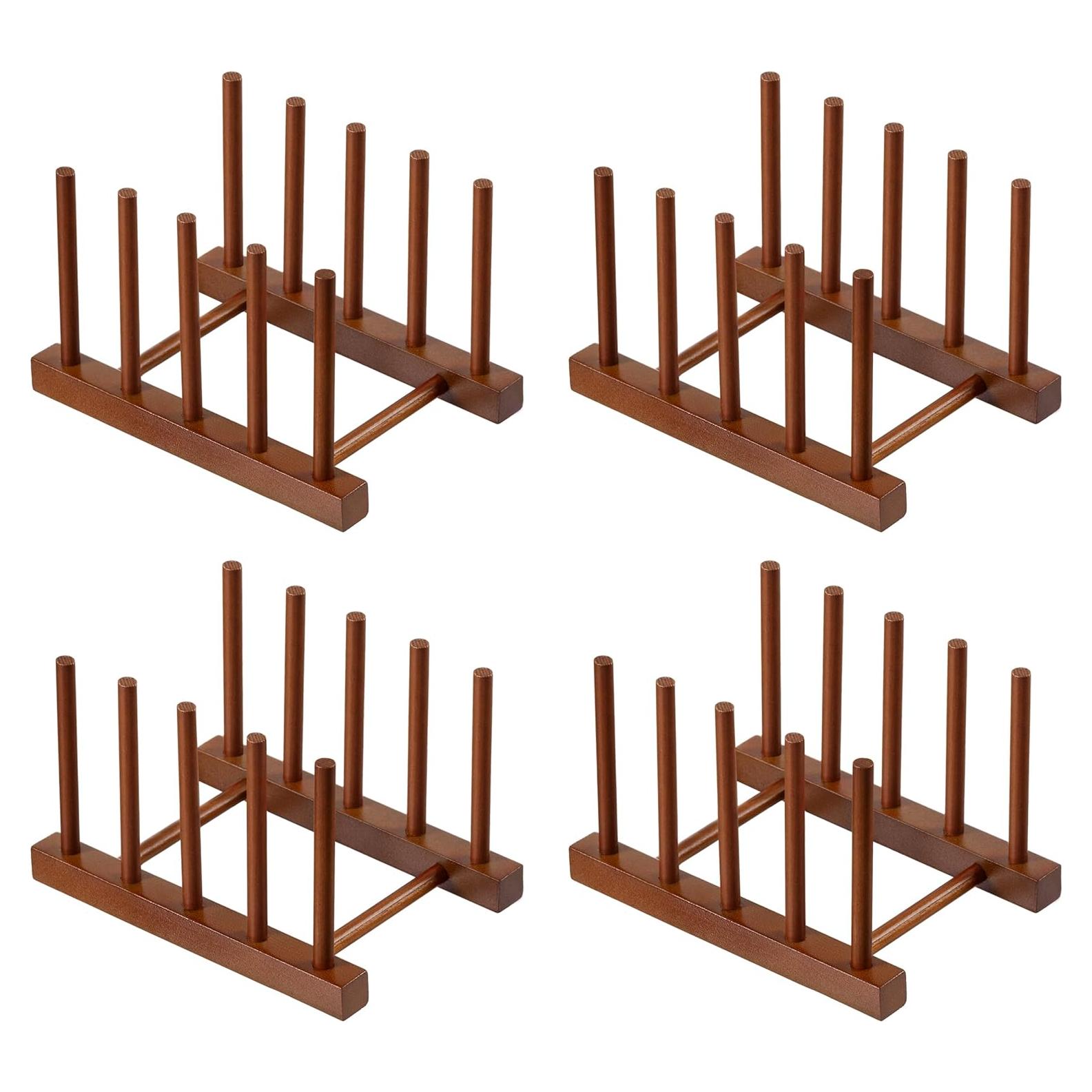 Organizador de Cocina HBlife 4pcs Madera de Teak 4 Ranuras