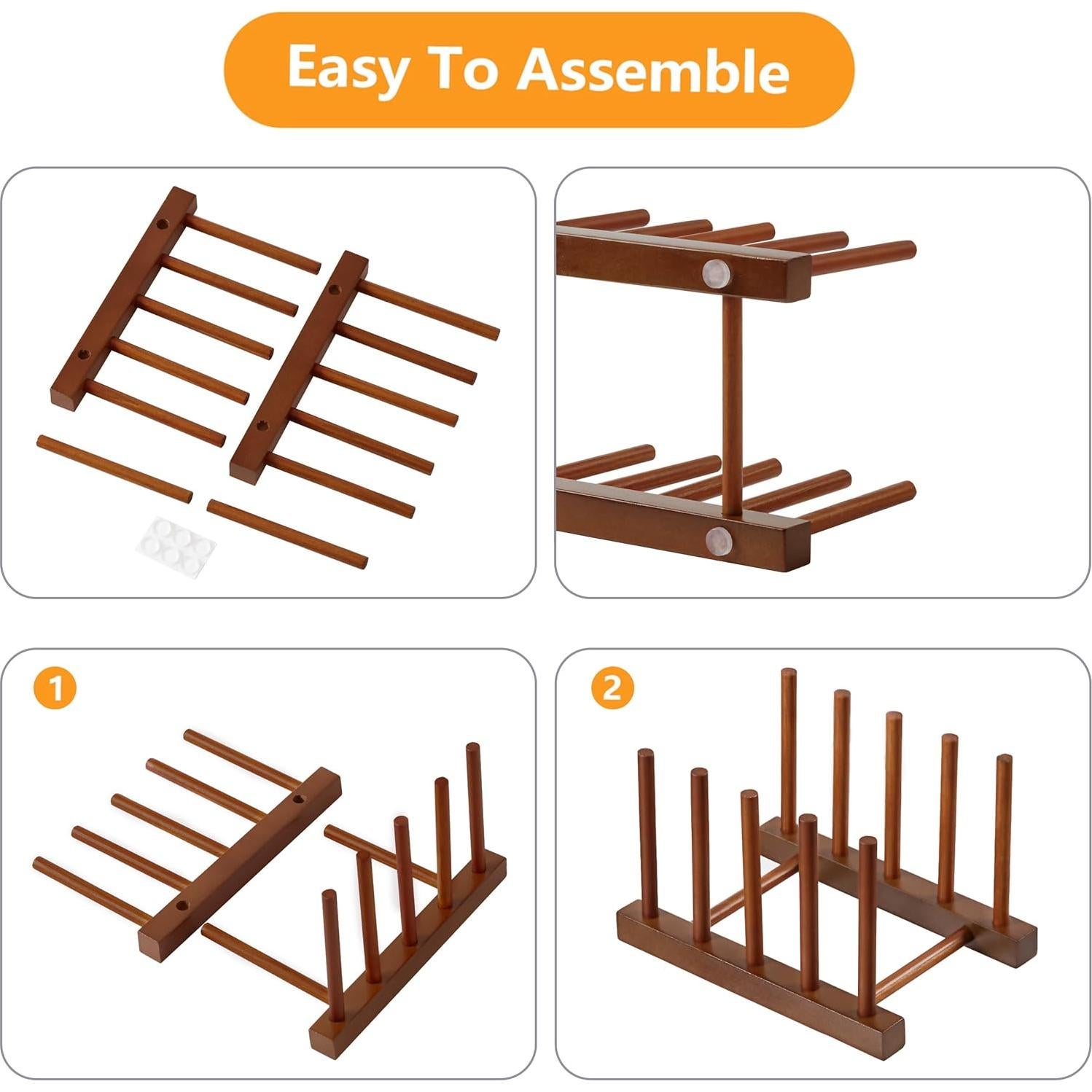 Organizador de Cocina HBlife 4pcs Madera de Teak 4 Ranuras