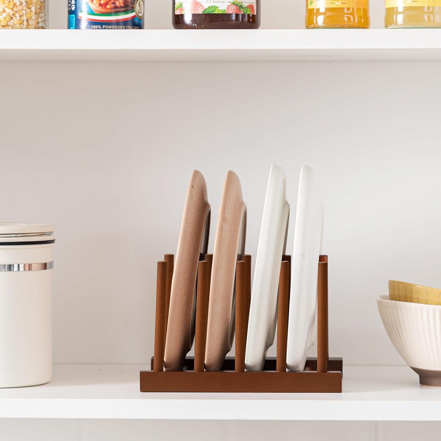 Organizador de Cocina HBlife 4pcs Madera de Teak 4 Ranuras