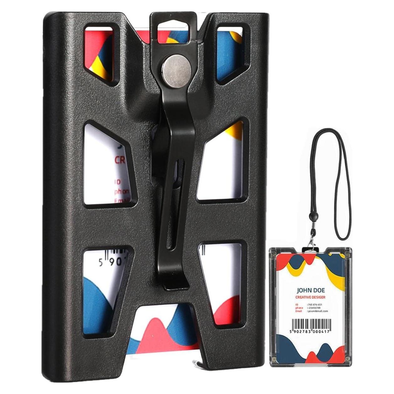 Soporte de Insignia ZAZE con Lanyard y Clip - Negro