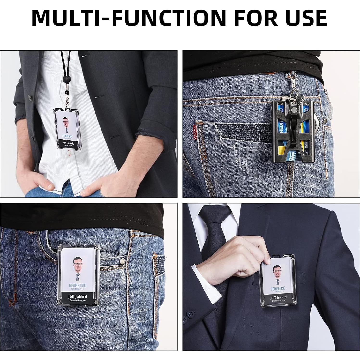 Soporte de Insignia ZAZE con Lanyard y Clip - Negro