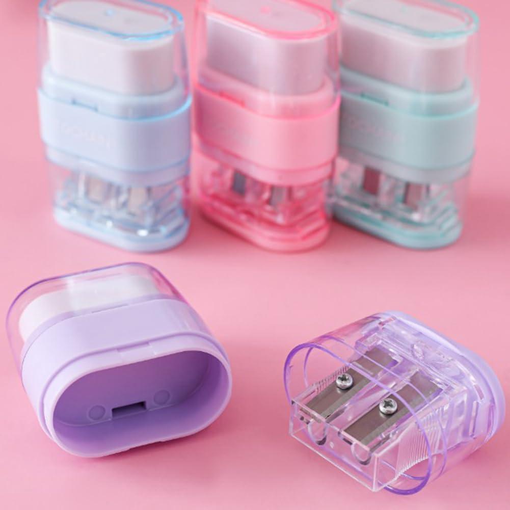 Sacapuntas Manual Waremew con Borrador Doble Agujero Azul