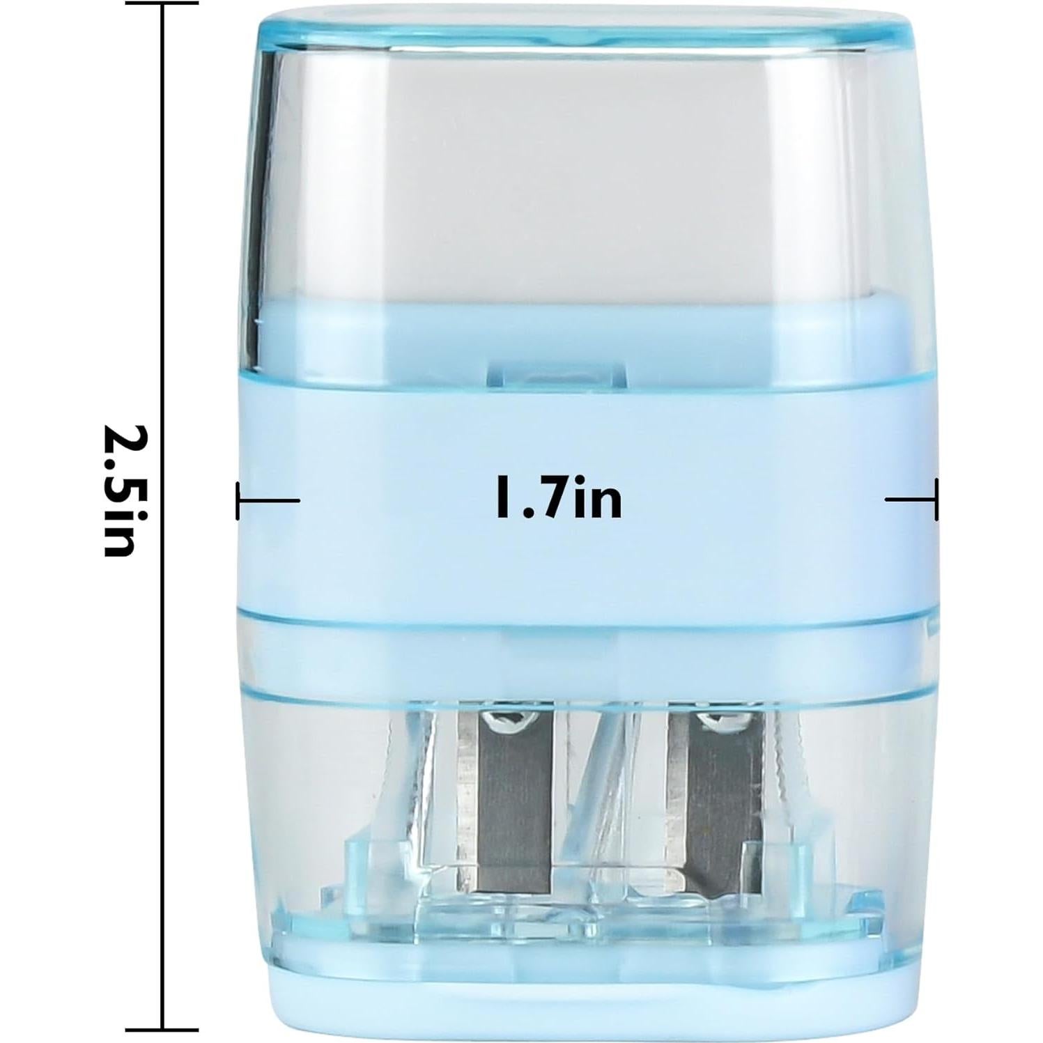 Sacapuntas Manual Waremew con Borrador Doble Agujero Azul