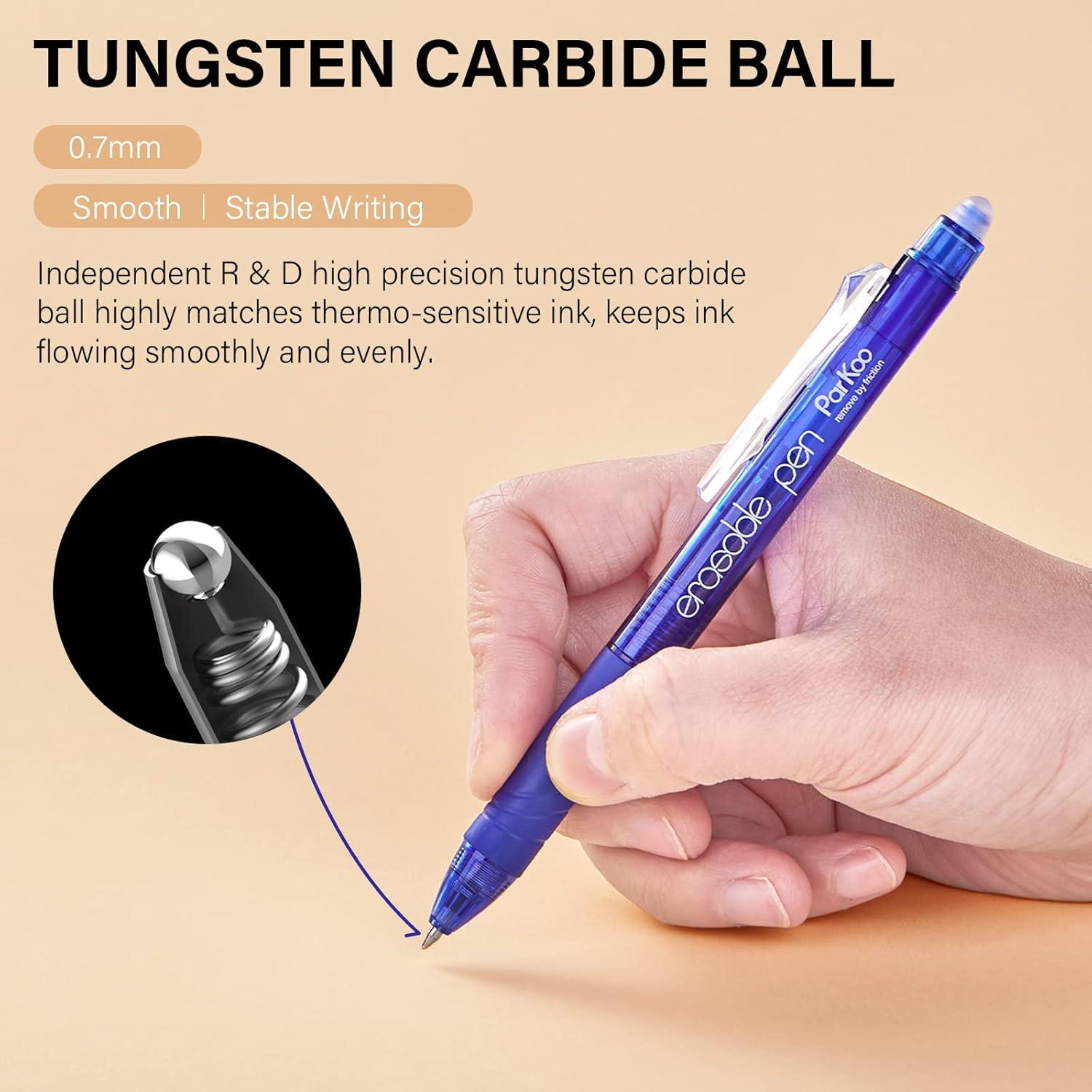 Bolígrafos de Gel Borrables ParKoo Retráctiles 0.7mm - 10 Colores