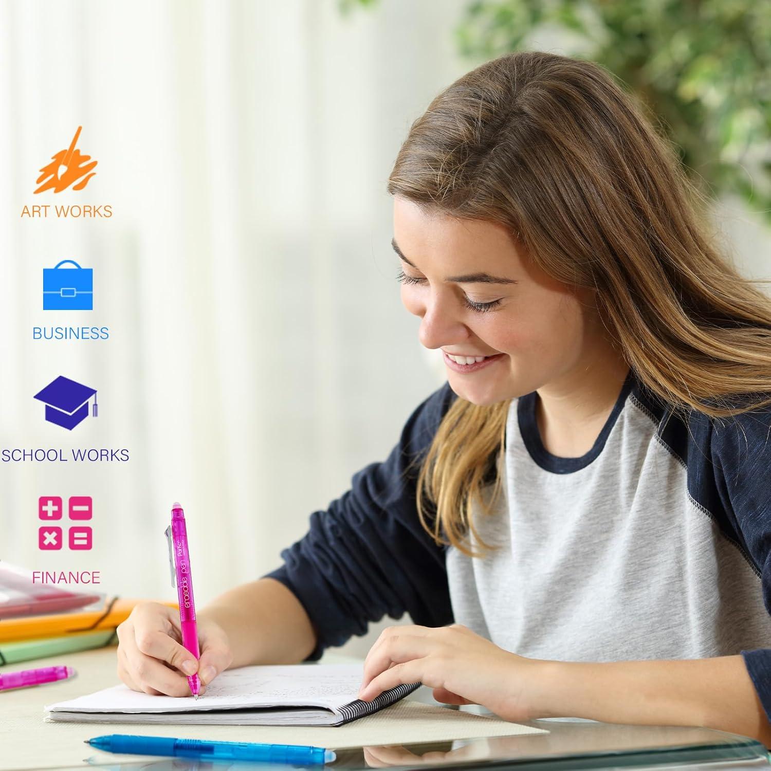 Bolígrafos de Gel Borrables ParKoo Retráctiles 0.7mm - 10 Colores