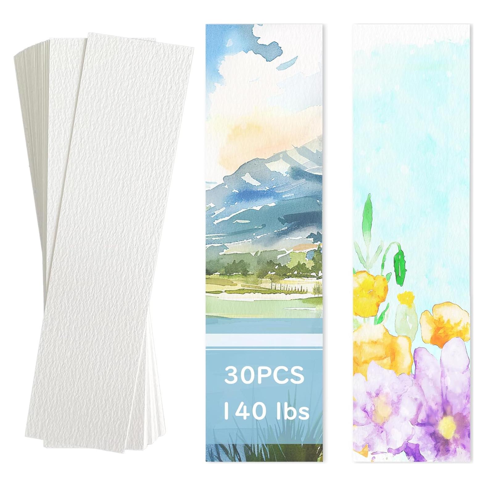 30 Marcadores en Blanco LUFEEMGA 4.8x15 cm Papel Acuarela 140lb