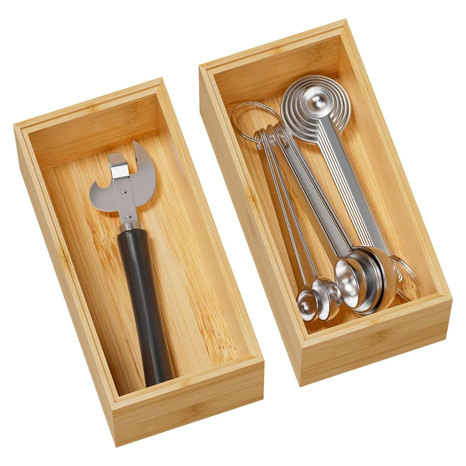 Organizadores de Cajones de Cocina Greatseas - Bambú Apilables 2 Pcs