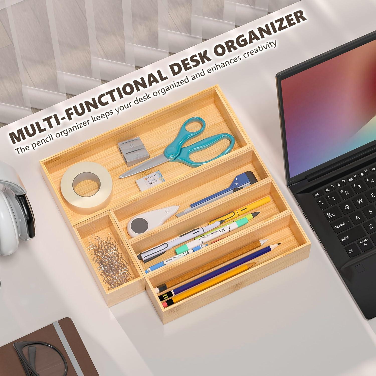 Organizadores de Cajones de Cocina Greatseas - Bambú Apilables 2 Pcs