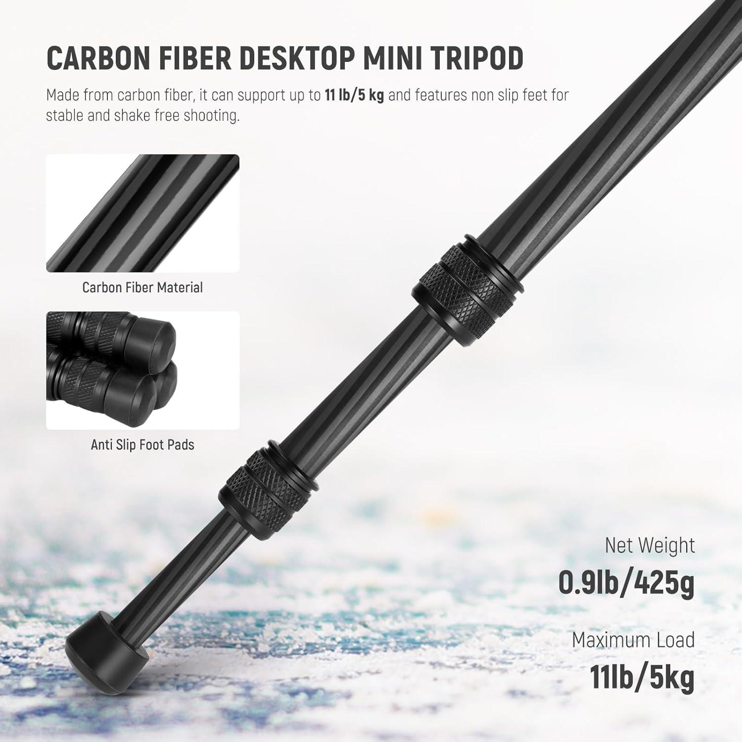 Trípode Mini NEEWER TP09 de Fibra de Carbono 50 cm