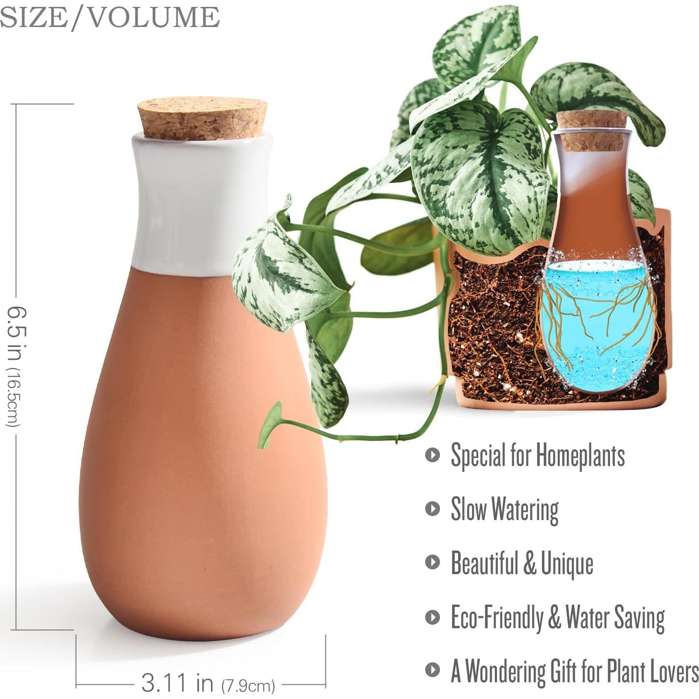 B SEPOR 4 Pack Classic Ollas Plants Irrigation Pots - Terracotta Self Watering Globes - Drippers System for Vacation or Holiday (400ml 4Pack)