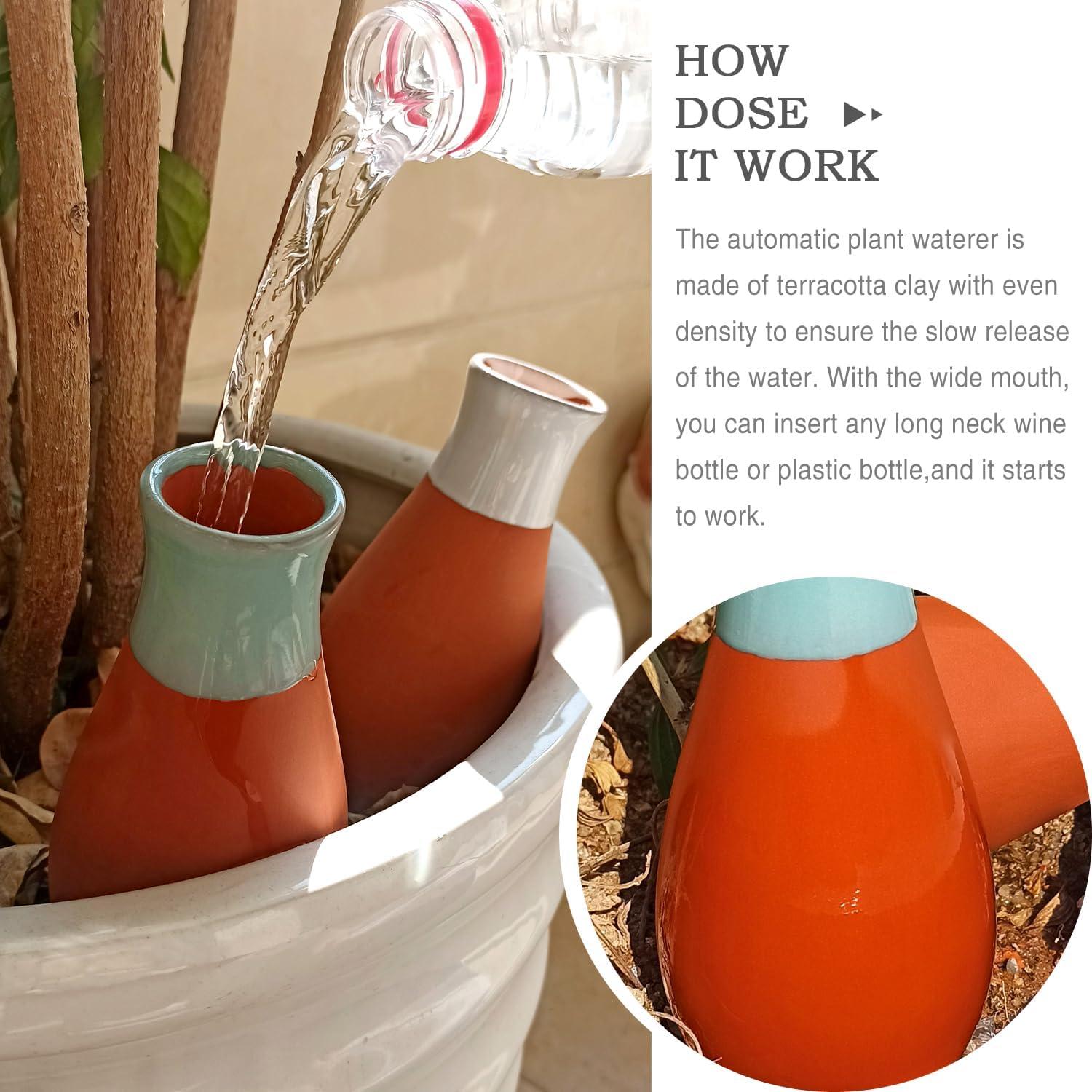 B SEPOR 4 Pack Classic Ollas Plants Irrigation Pots - Terracotta Self Watering Globes - Drippers System for Vacation or Holiday (400ml 4Pack)