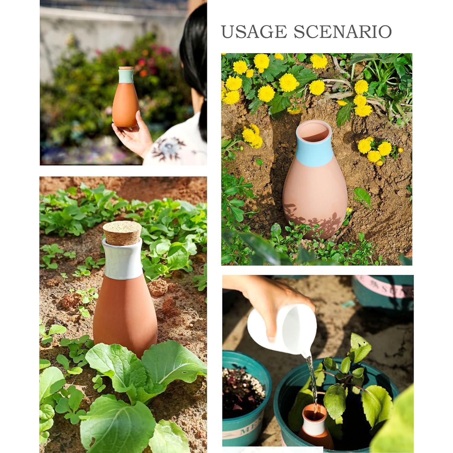 B SEPOR 4 Pack Classic Ollas Plants Irrigation Pots - Terracotta Self Watering Globes - Drippers System for Vacation or Holiday (400ml 4Pack)