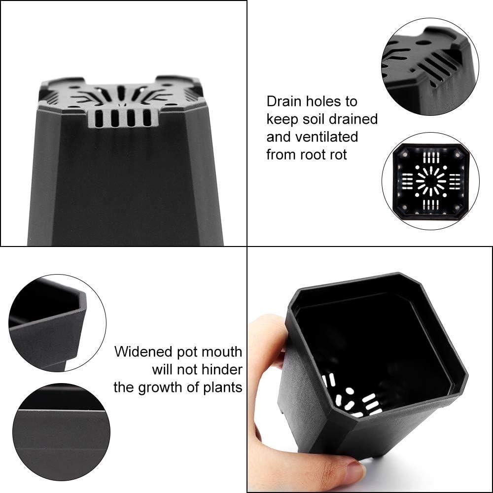 Macetas Cuadradas de Vivero Foxany 30 Pcs 7.9 cm Negro