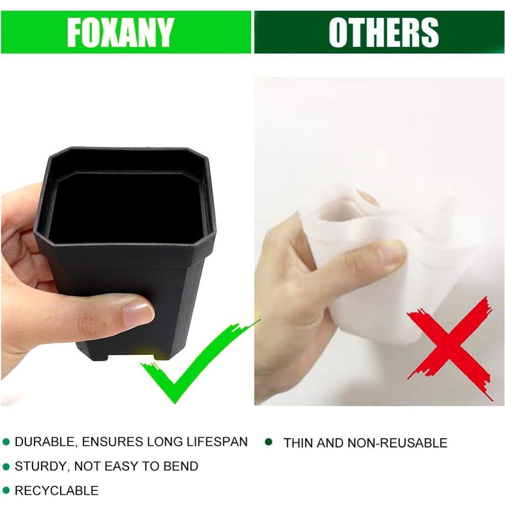 Macetas Cuadradas de Vivero Foxany 30 Pcs 7.9 cm Negro