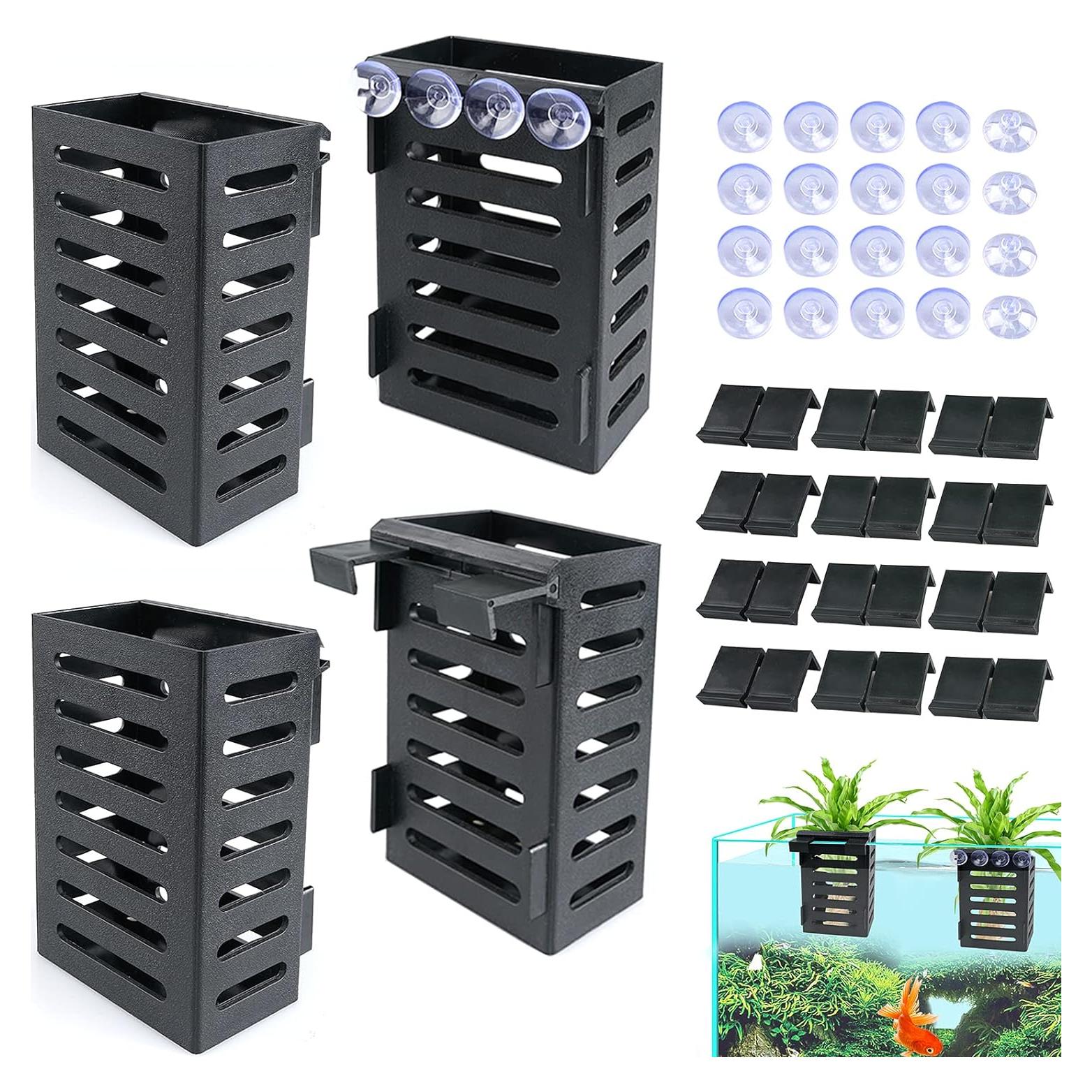 Soporte de Plantas de Acuario Uprony 4 PCS Colgante Negro