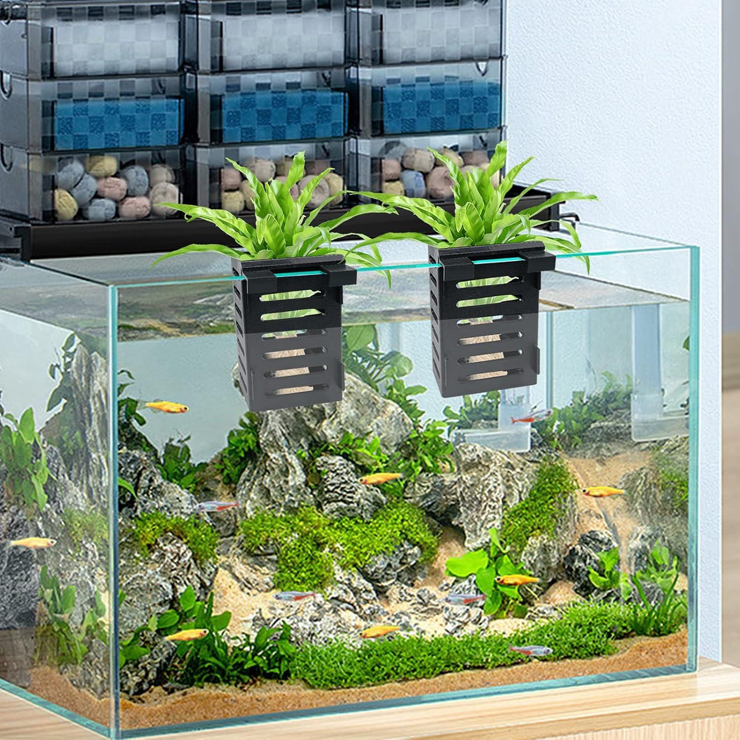 Soporte de Plantas de Acuario Uprony 4 PCS Colgante Negro