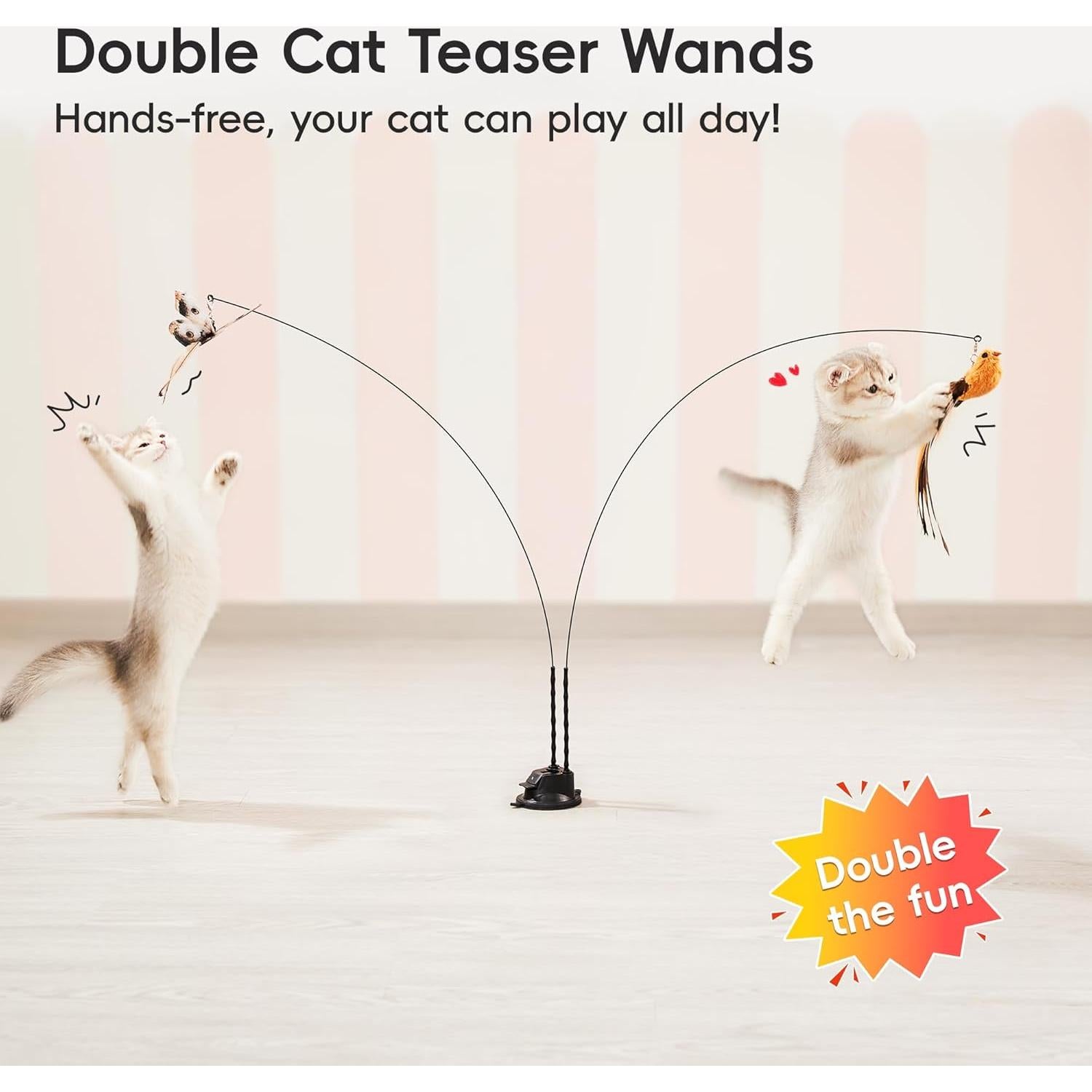 Juguete interactivo para gatos Potaroma con ventosa y plumas