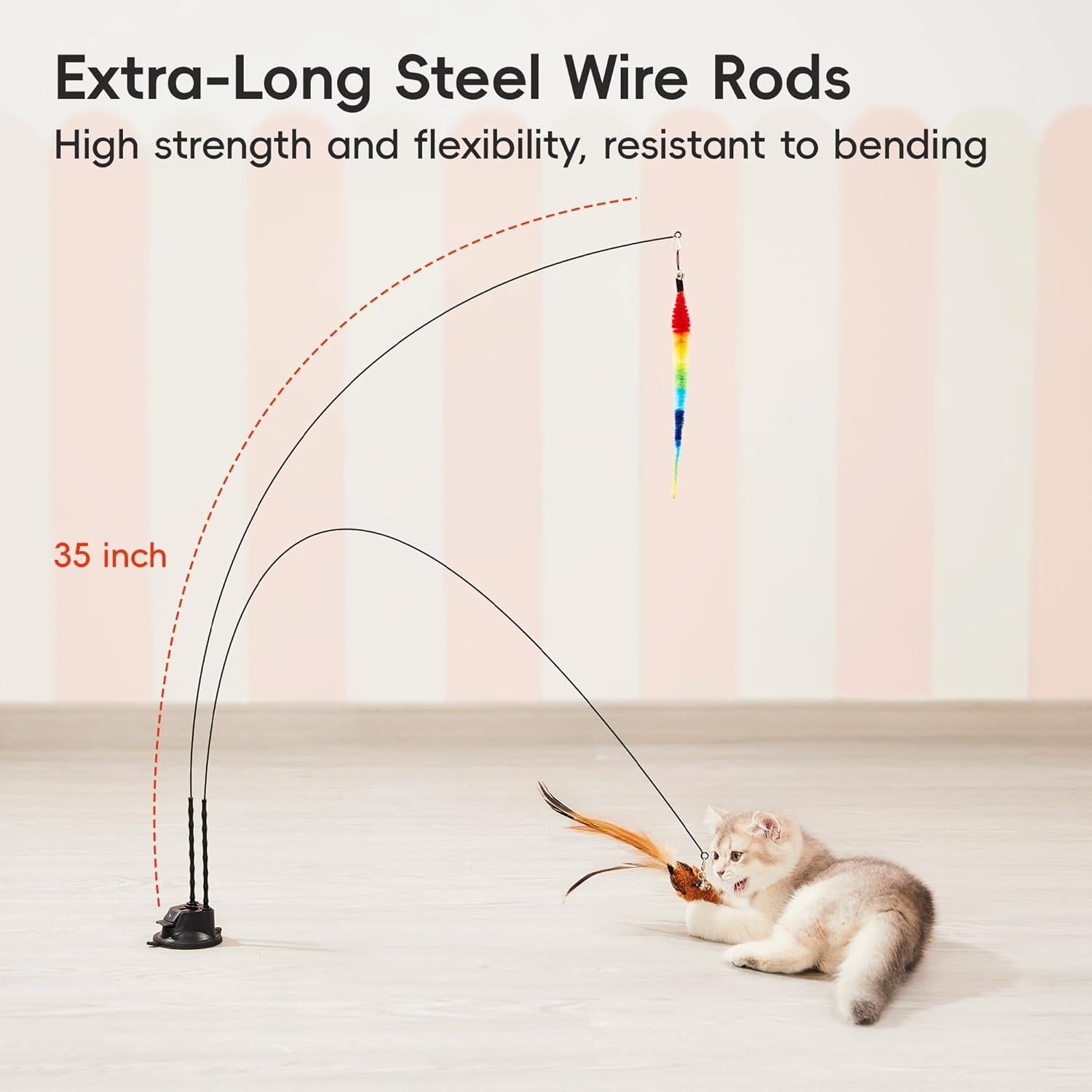 Juguete interactivo para gatos Potaroma con ventosa y plumas