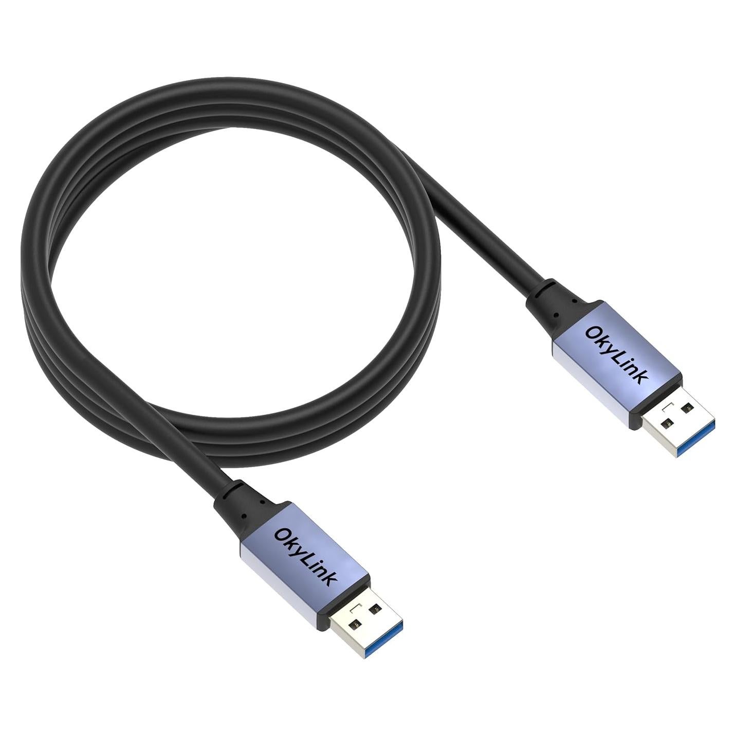 Cable USB 3.0 OKYLINK Masculino a Masculino 1.5M Gris 5Gbps