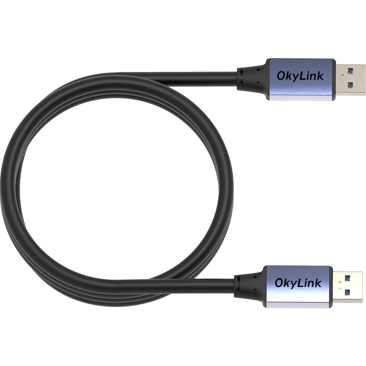 Cable USB 3.0 OKYLINK Masculino a Masculino 1.5M Gris 5Gbps