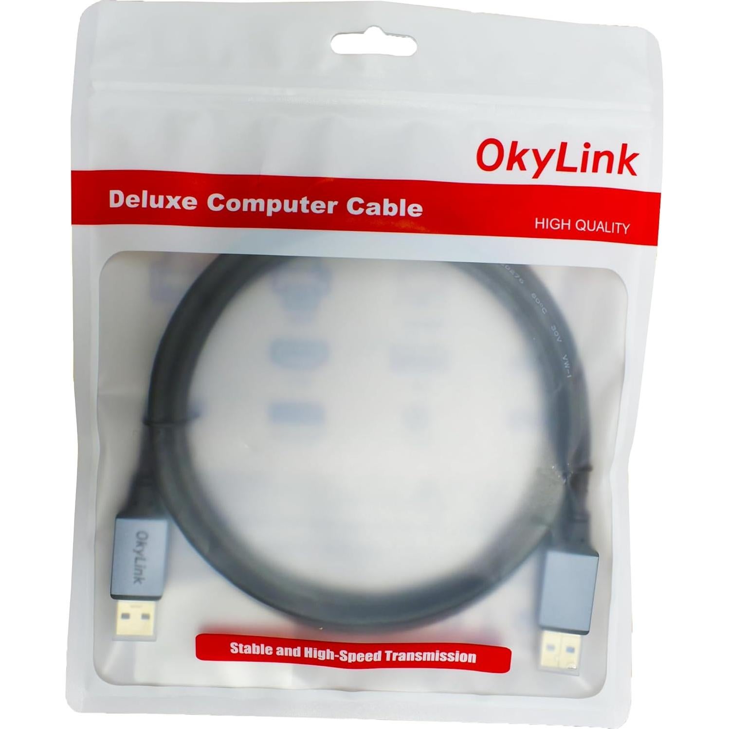 Cable USB 3.0 OKYLINK Masculino a Masculino 1.5M Gris 5Gbps