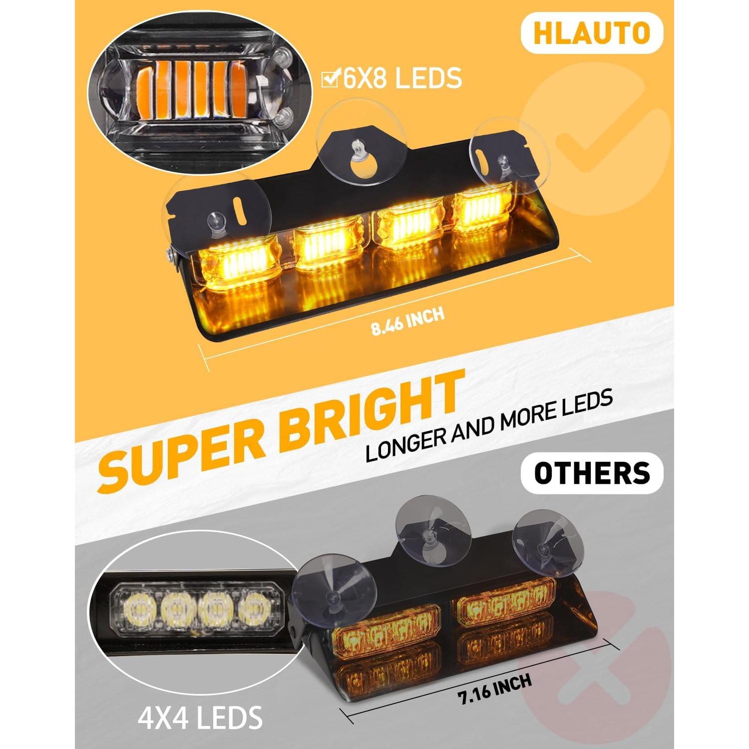 Luces Estroboscópicas de Emergencia HLauto 2002L Ámbar 48 LED