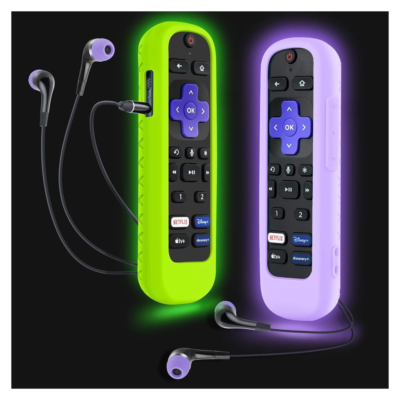 Funda de Silicona para Control Remoto Roku Pro Verde y Morado