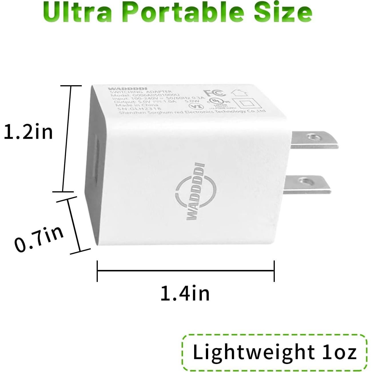 Cargador de Pared USB 5V 1A WADDDDI - Adaptador Portátil Negro
