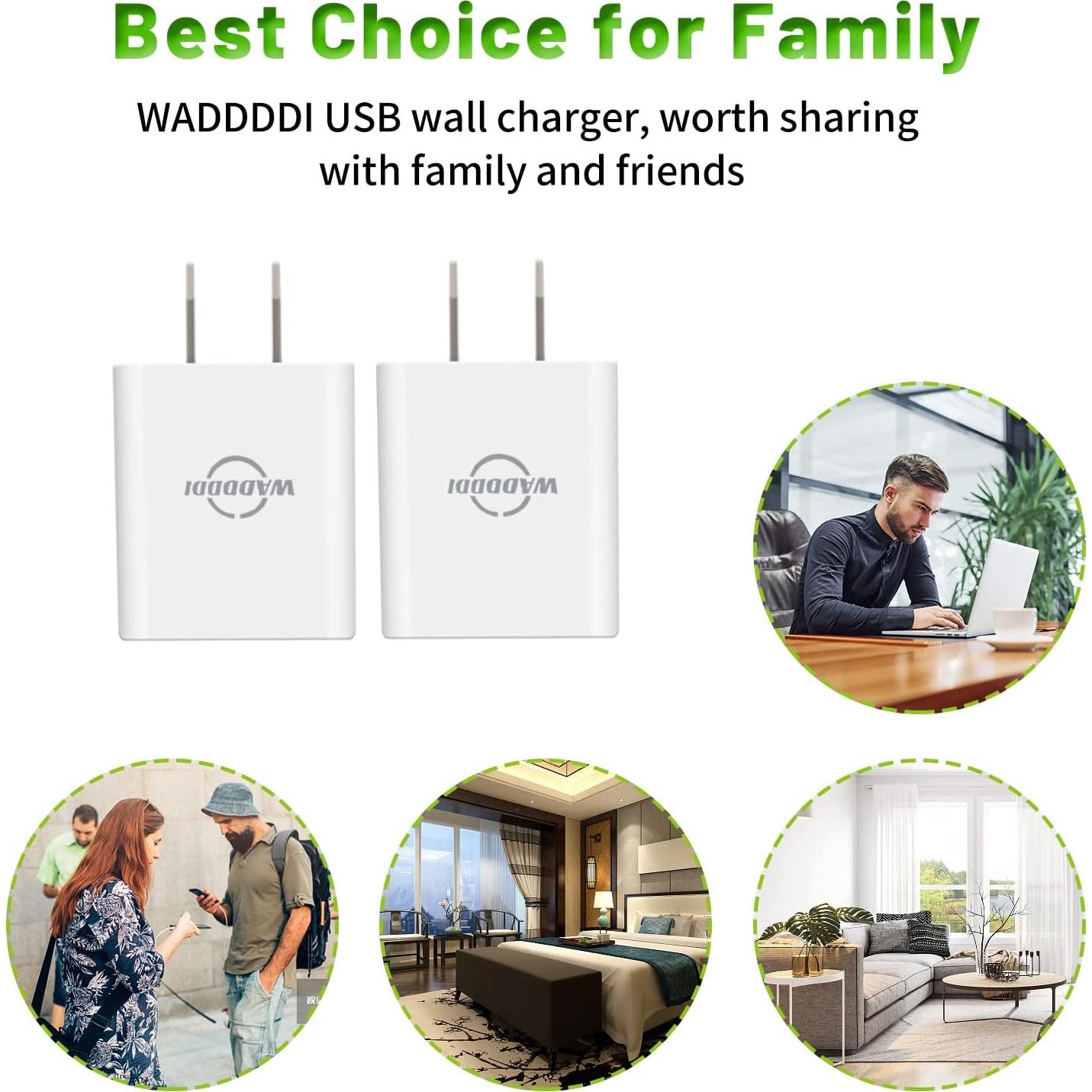 Cargador de Pared USB 5V 1A WADDDDI - Adaptador Portátil Negro