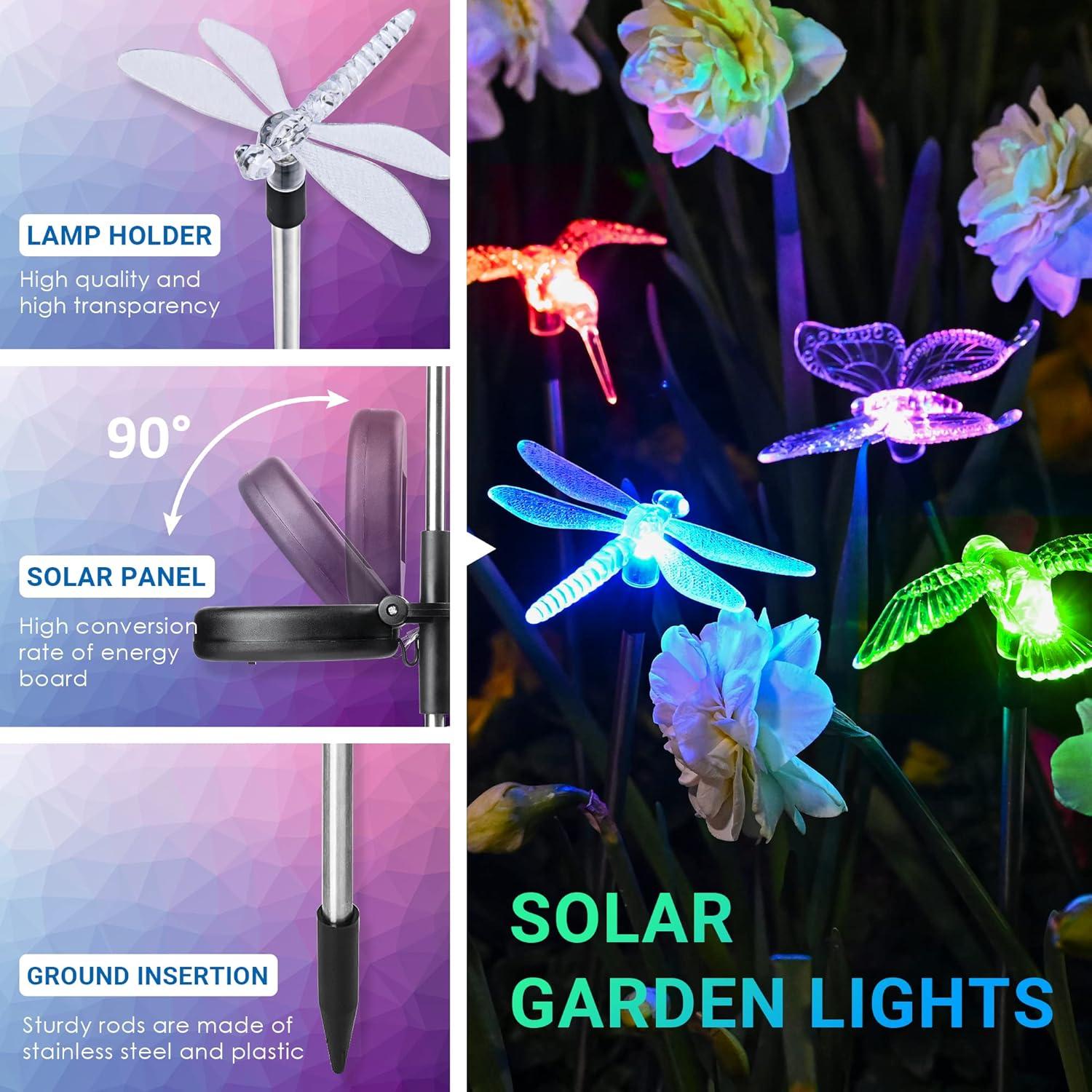 Luces de Jardín Solares SOLPEX, Paquete de 3 Luces LED Multicolores