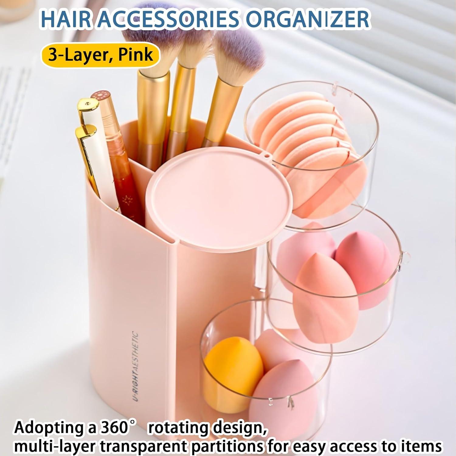 Organizador de Accesorios para el Cabello Azurphoric Rosa 3 Capas