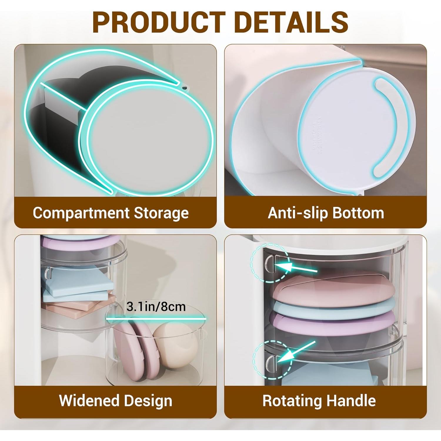 Organizador de Accesorios para el Cabello Azurphoric Rosa 3 Capas