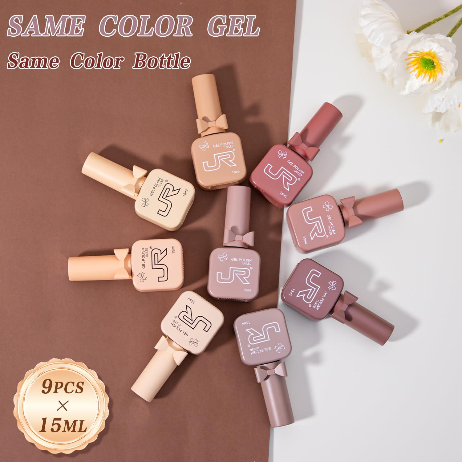 Set de 9 esmaltes de uñas en gel JR 15ml colores variados
