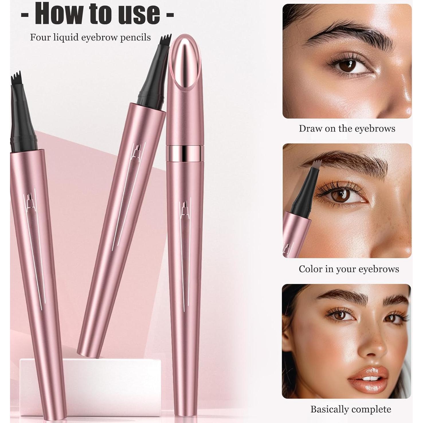 Lápiz de Cejas Mágico Liayozl Impermeable Punta 4 Dientes