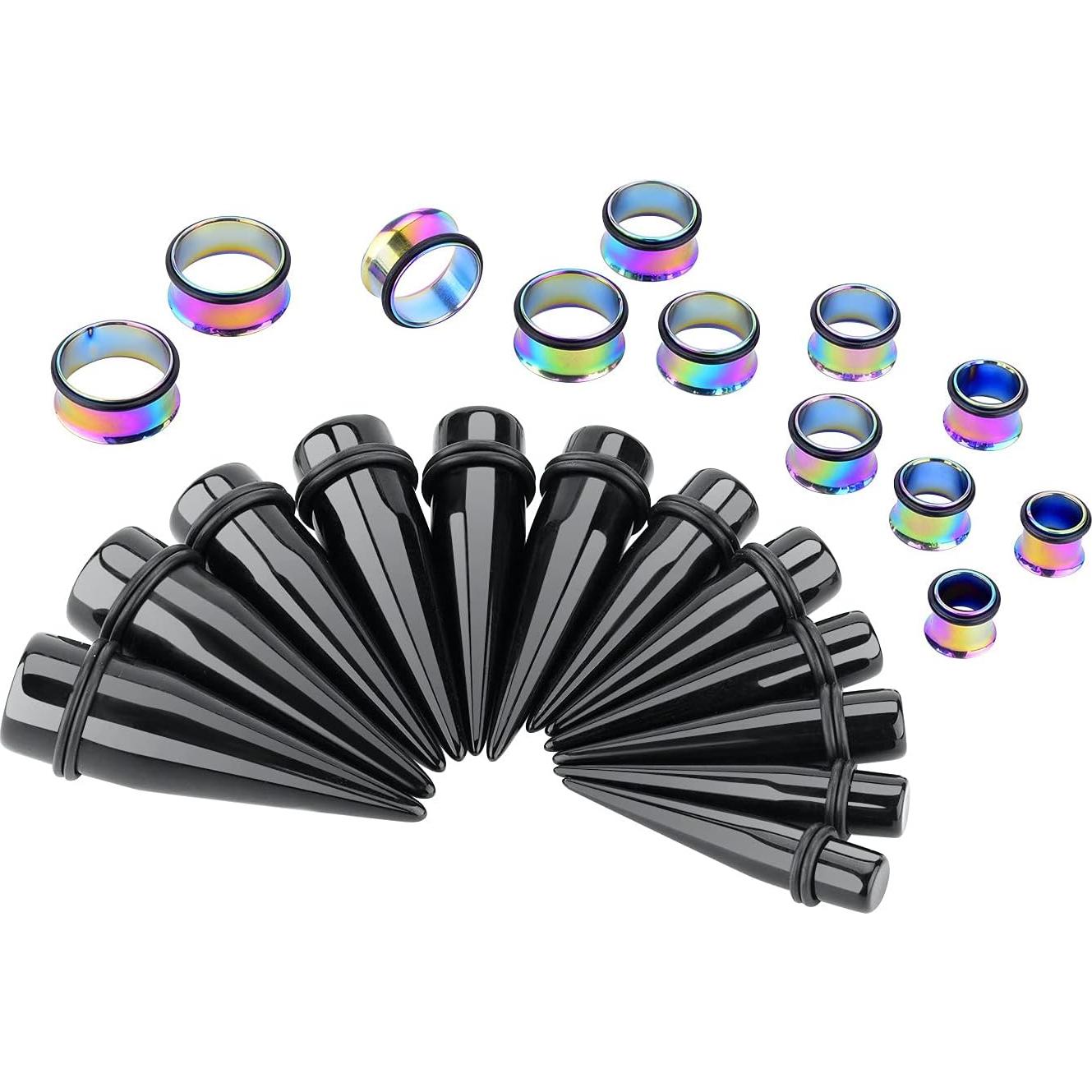 Kit de Estiramiento de Orejas 24 Piezas Acrílico y Acero 10-20MM