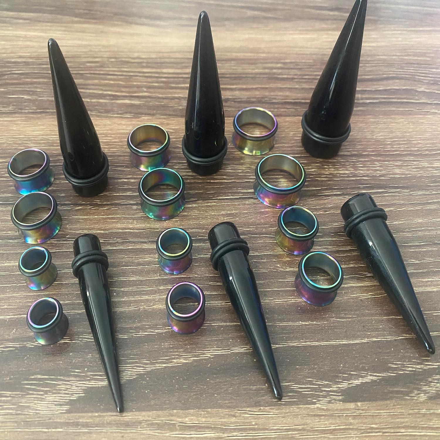 Kit de Estiramiento de Orejas 24 Piezas Acrílico y Acero 10-20MM