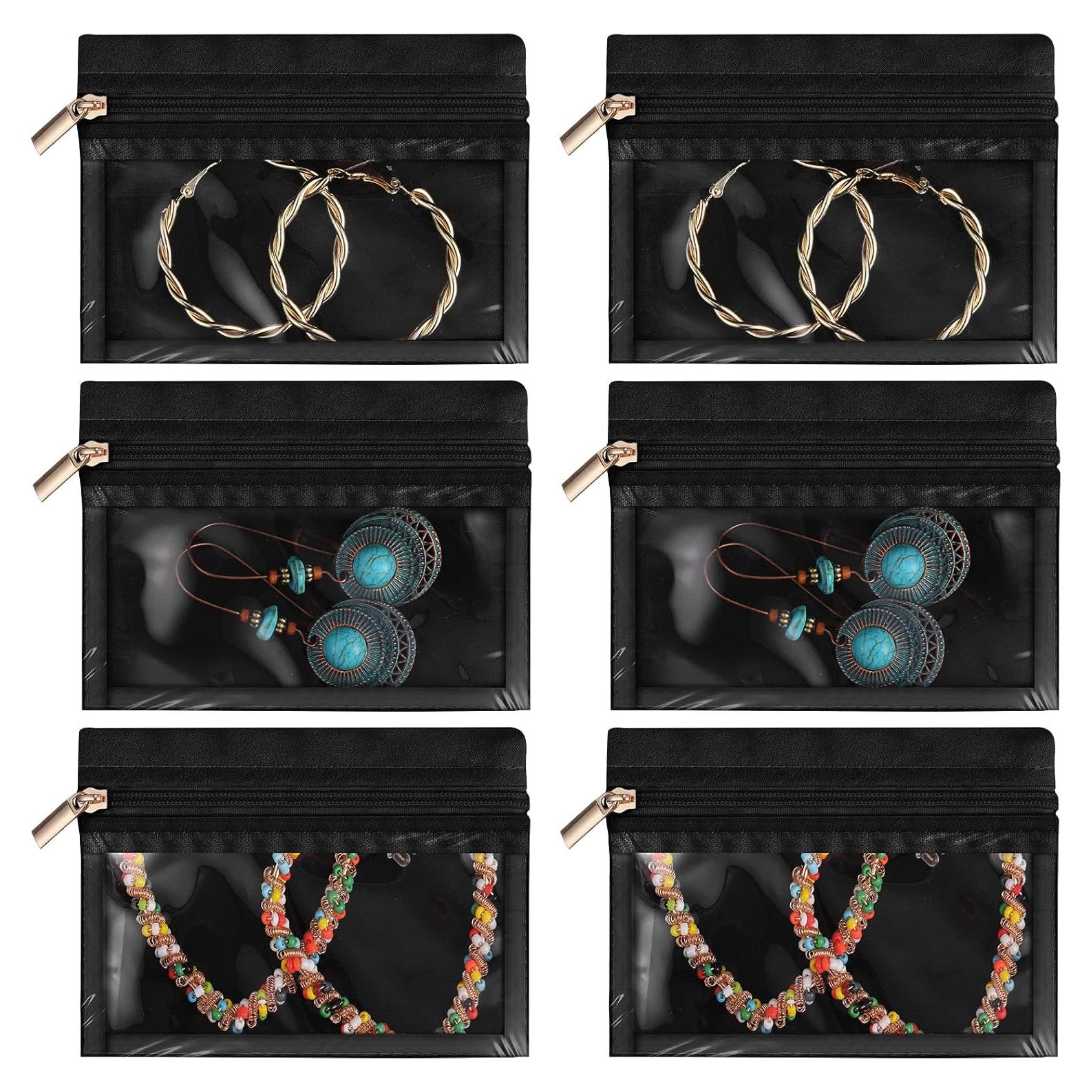 6 Bolsas de Joyería de Viaje Bulyoou Terciopelo Negro