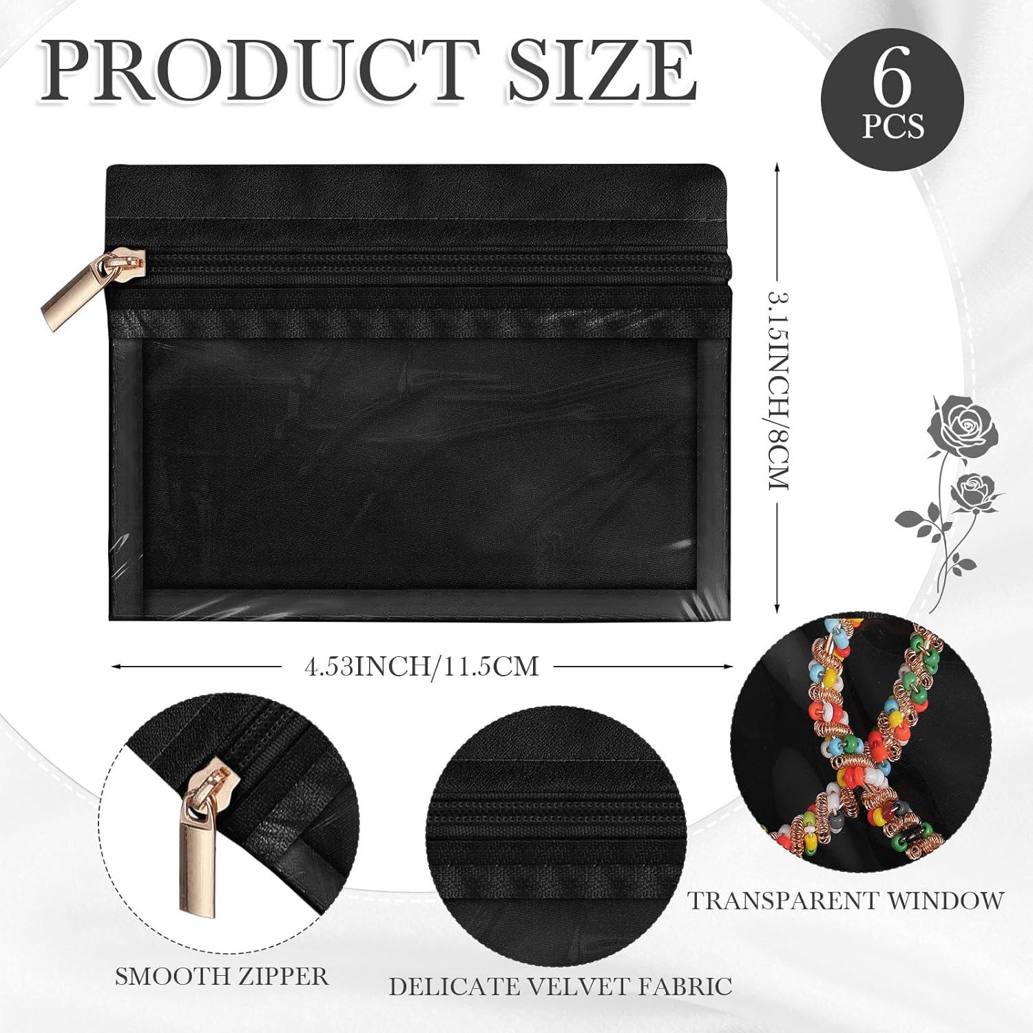 6 Bolsas de Joyería de Viaje Bulyoou Terciopelo Negro