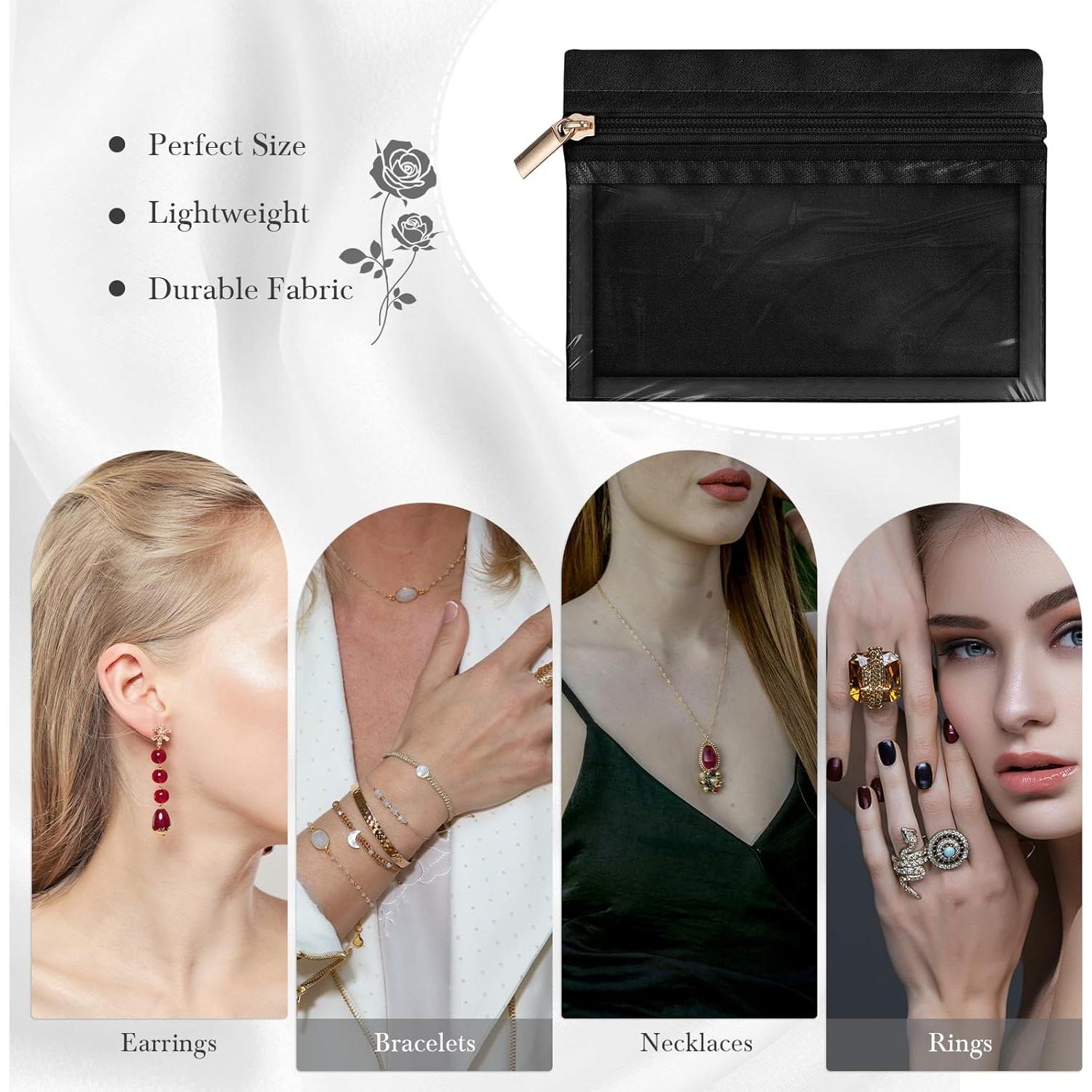 6 Bolsas de Joyería de Viaje Bulyoou Terciopelo Negro