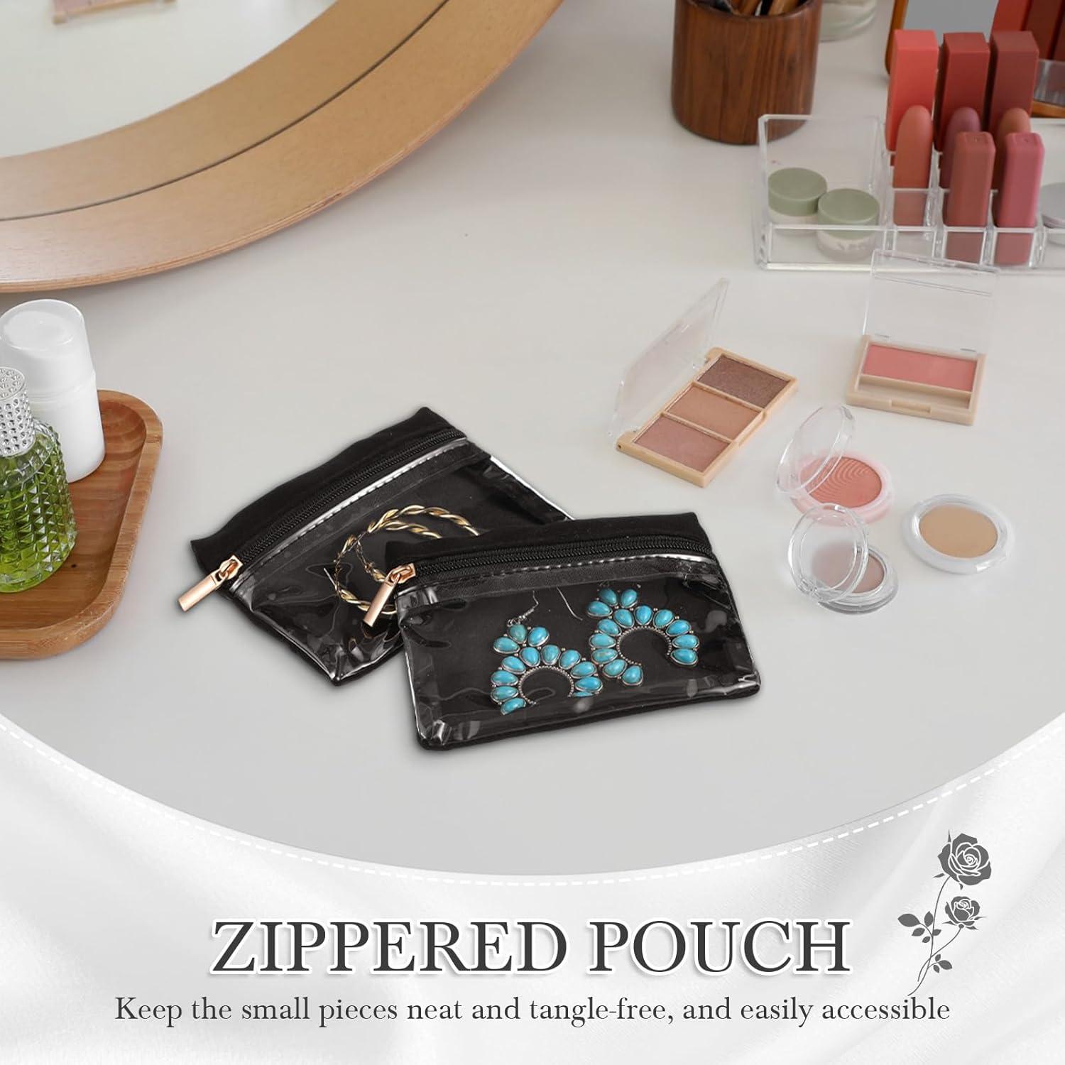 6 Bolsas de Joyería de Viaje Bulyoou Terciopelo Negro