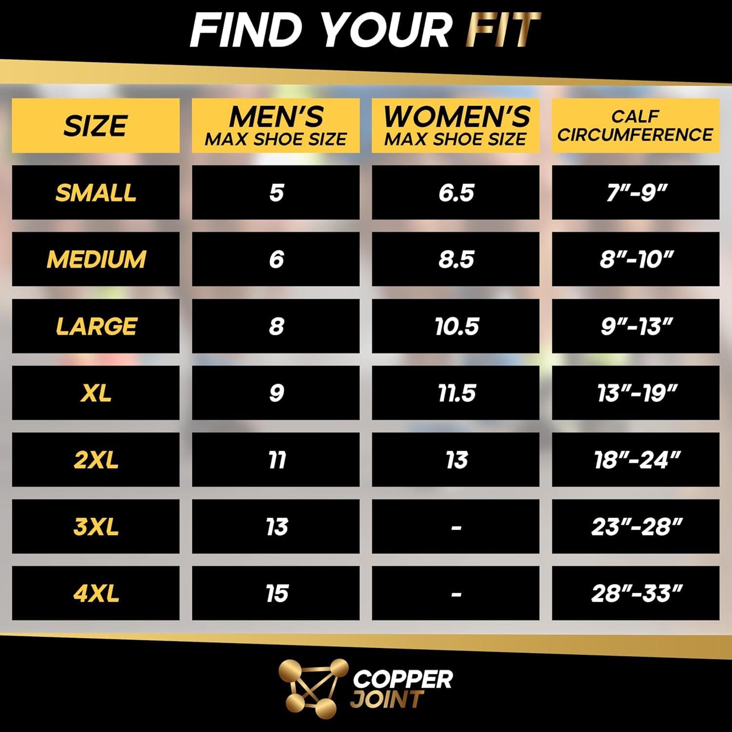 Calcetines de Compresión CopperJoint para Hombre y Mujer - Negro