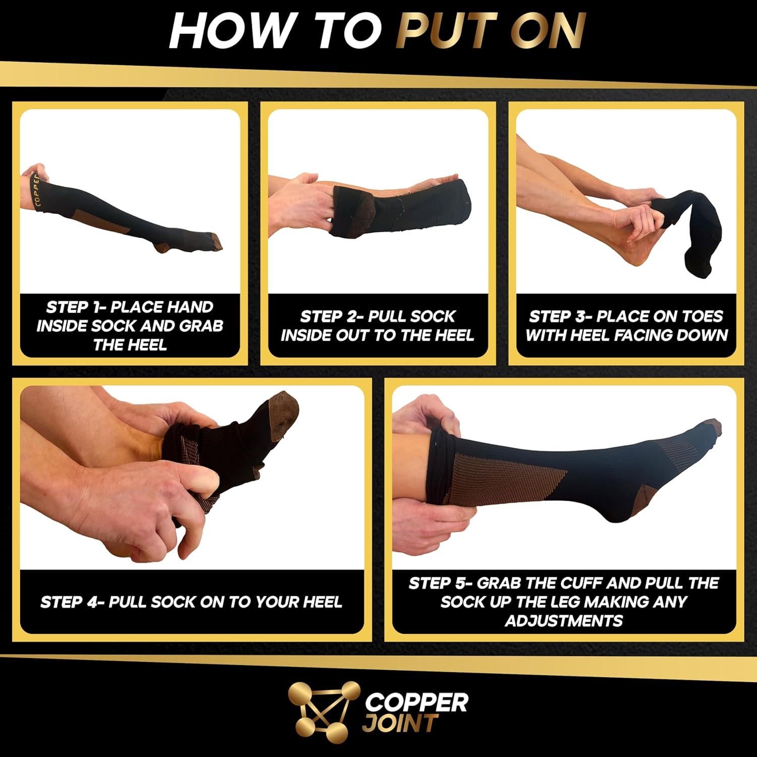 Calcetines de Compresión CopperJoint para Hombre y Mujer - Negro