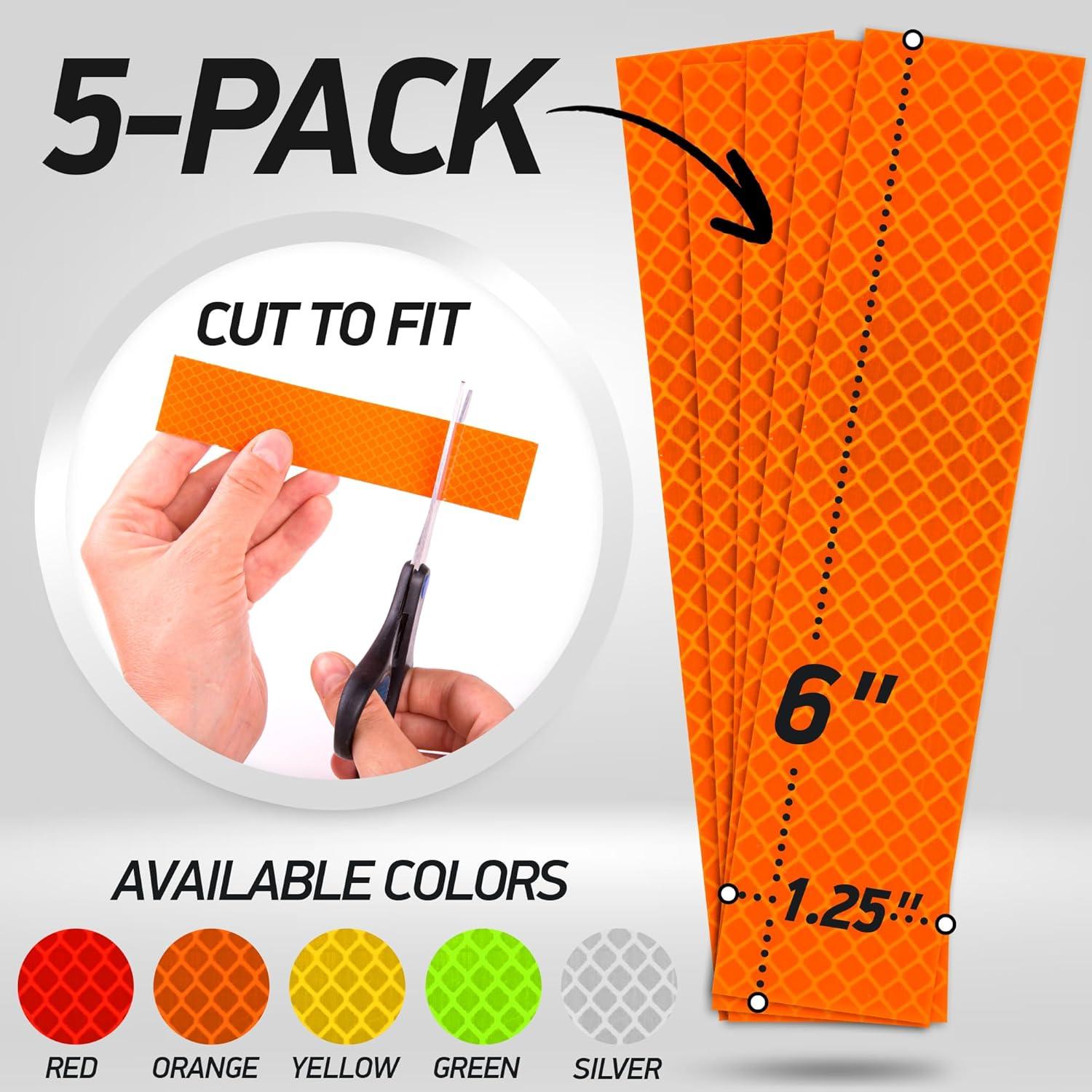 Calcomanías Reflectantes 3M Grado Diamante Naranja 5 Pzas