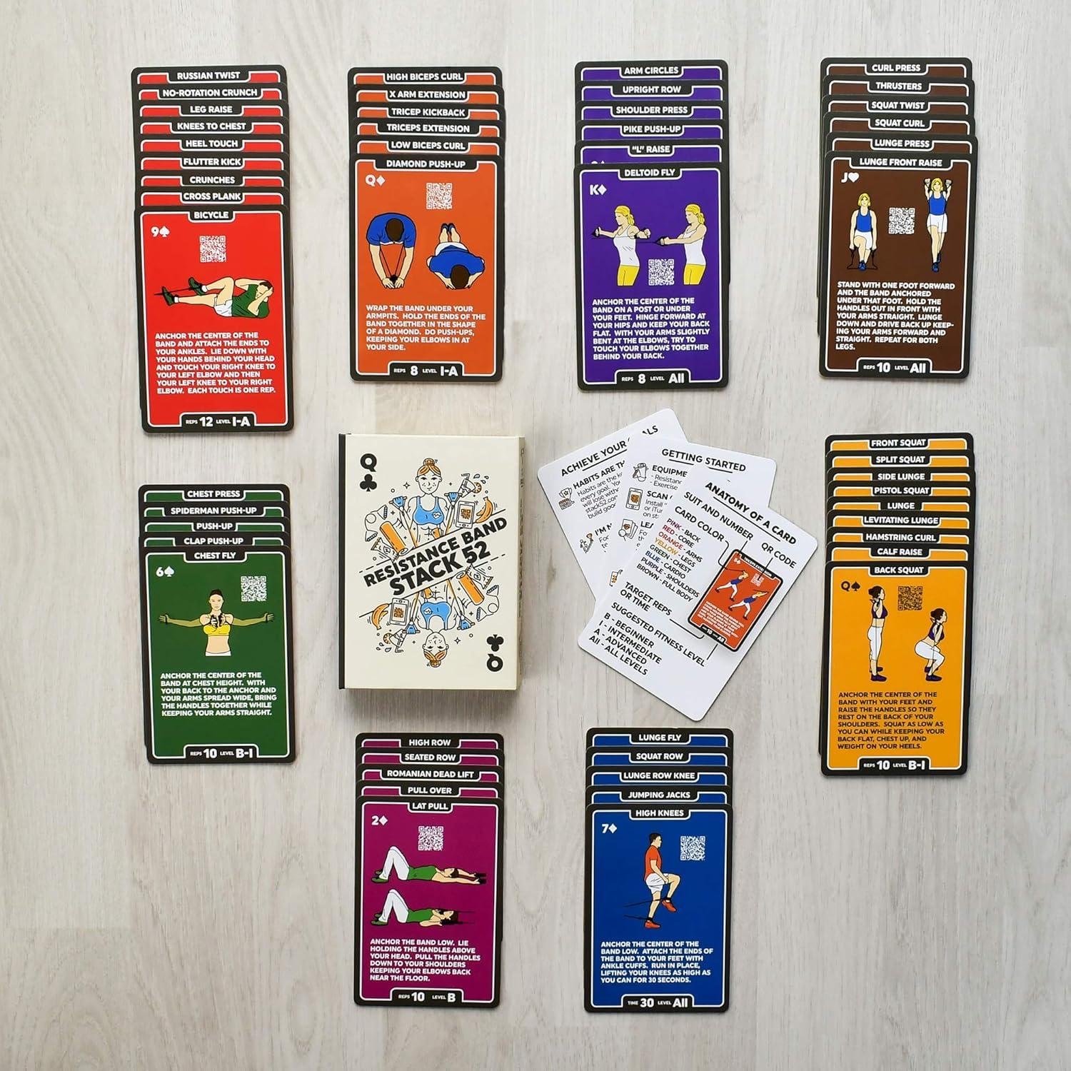 Tarjetas de Ejercicio con Banda de Resistencia Stack 52 - 52 Ejercicios