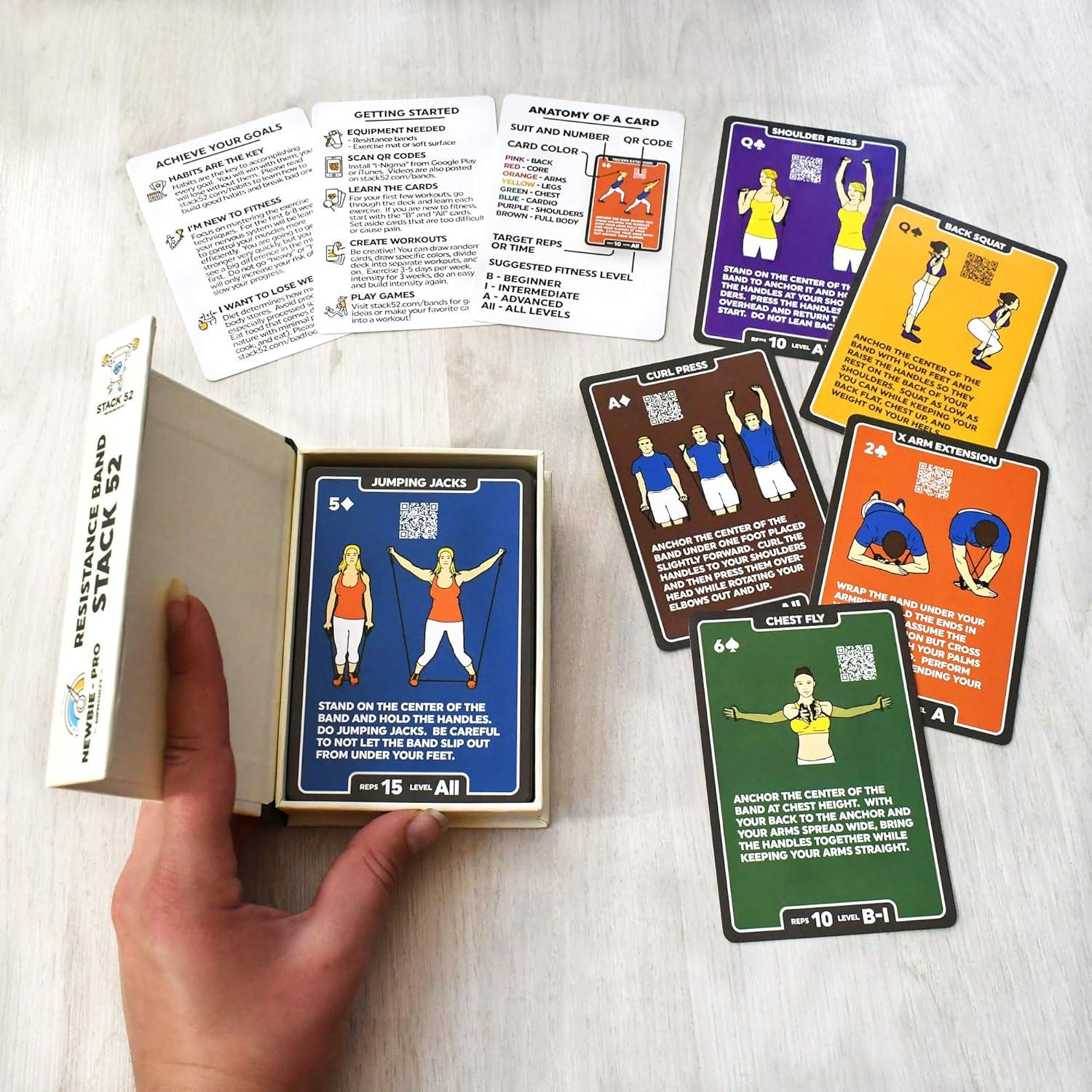 Tarjetas de Ejercicio con Banda de Resistencia Stack 52 - 52 Ejercicios