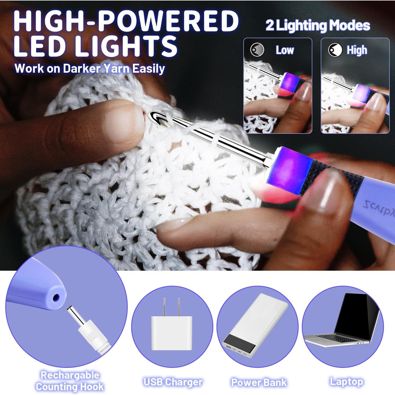 Juego de Ganchillos Iluminados Transplantar 12 Tamaños LED